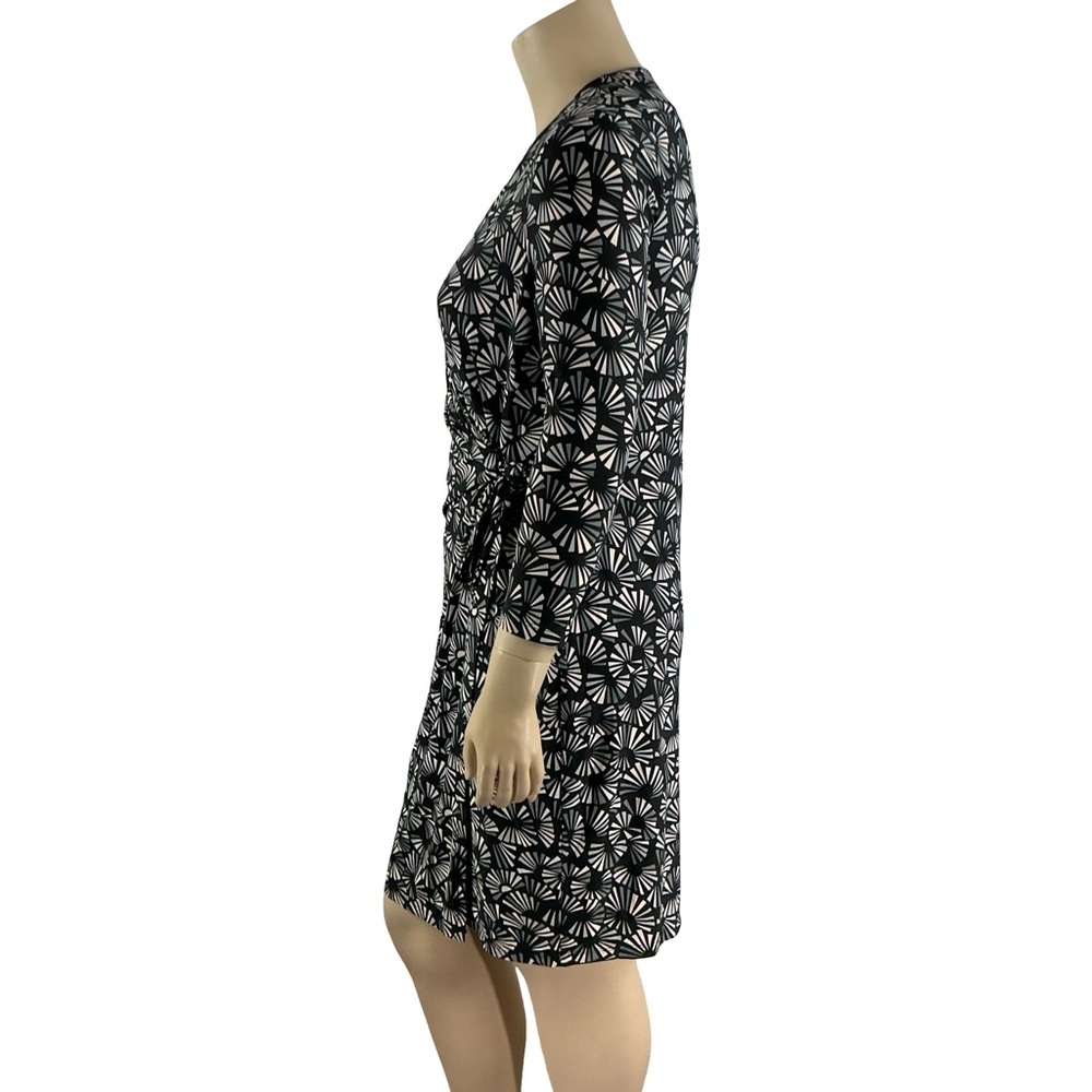 Anne Klein Faux Wrap Dress Black Gray Geometric Size XL - Picture 4 of 7